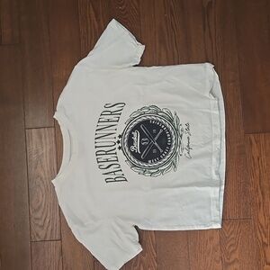 Primark White Cropped Short Sleeve Baserunners Graphic Tee Size 11-12